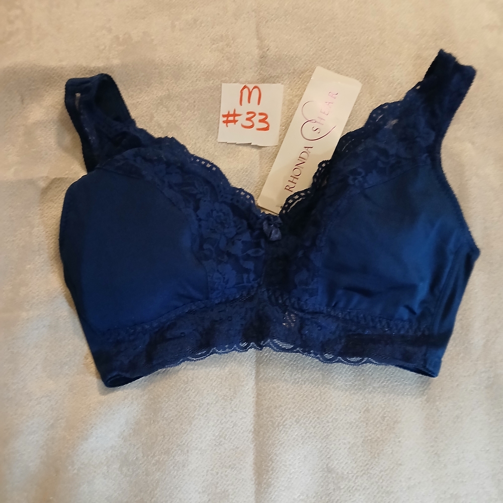 NWT Rhonda Shear Deep Blue Lace Bra